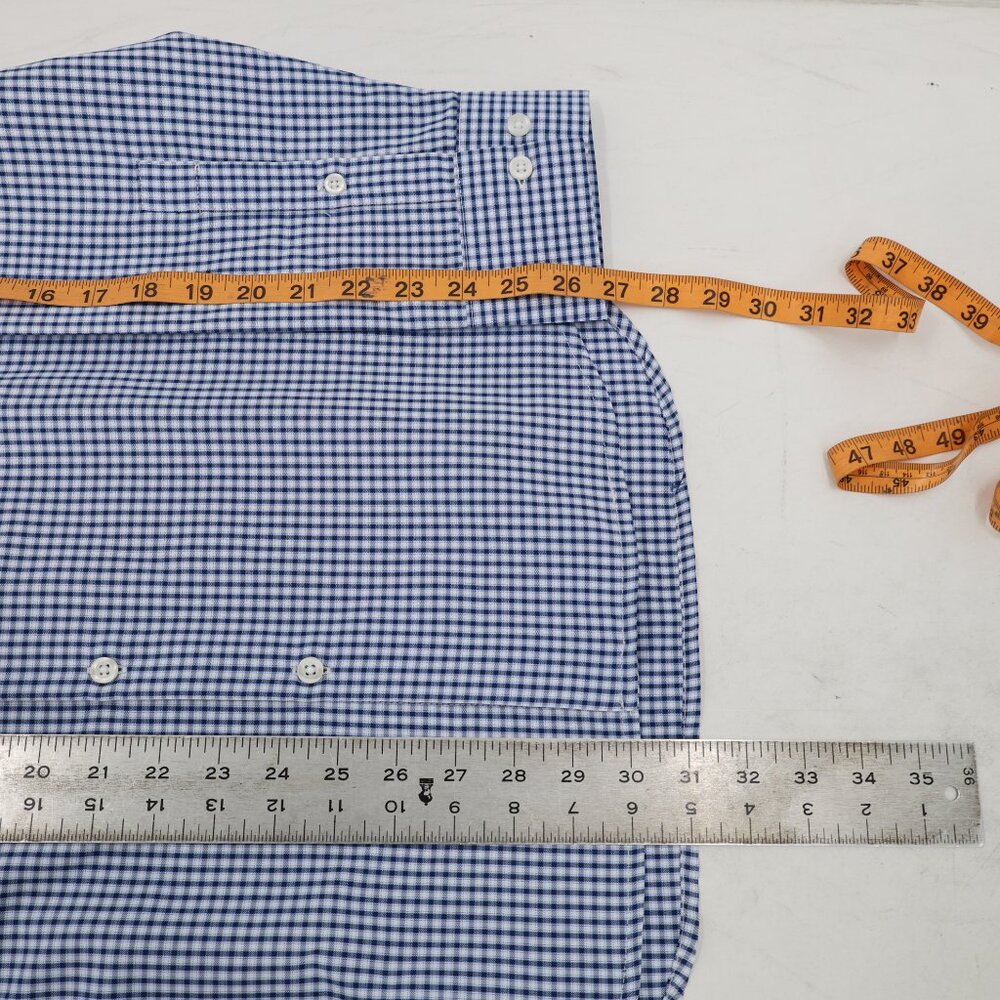 Ministry Of Supply Shirt Mens Large Blue Check Slim Fit Recycled poly Button Up - Picture 10 of 12